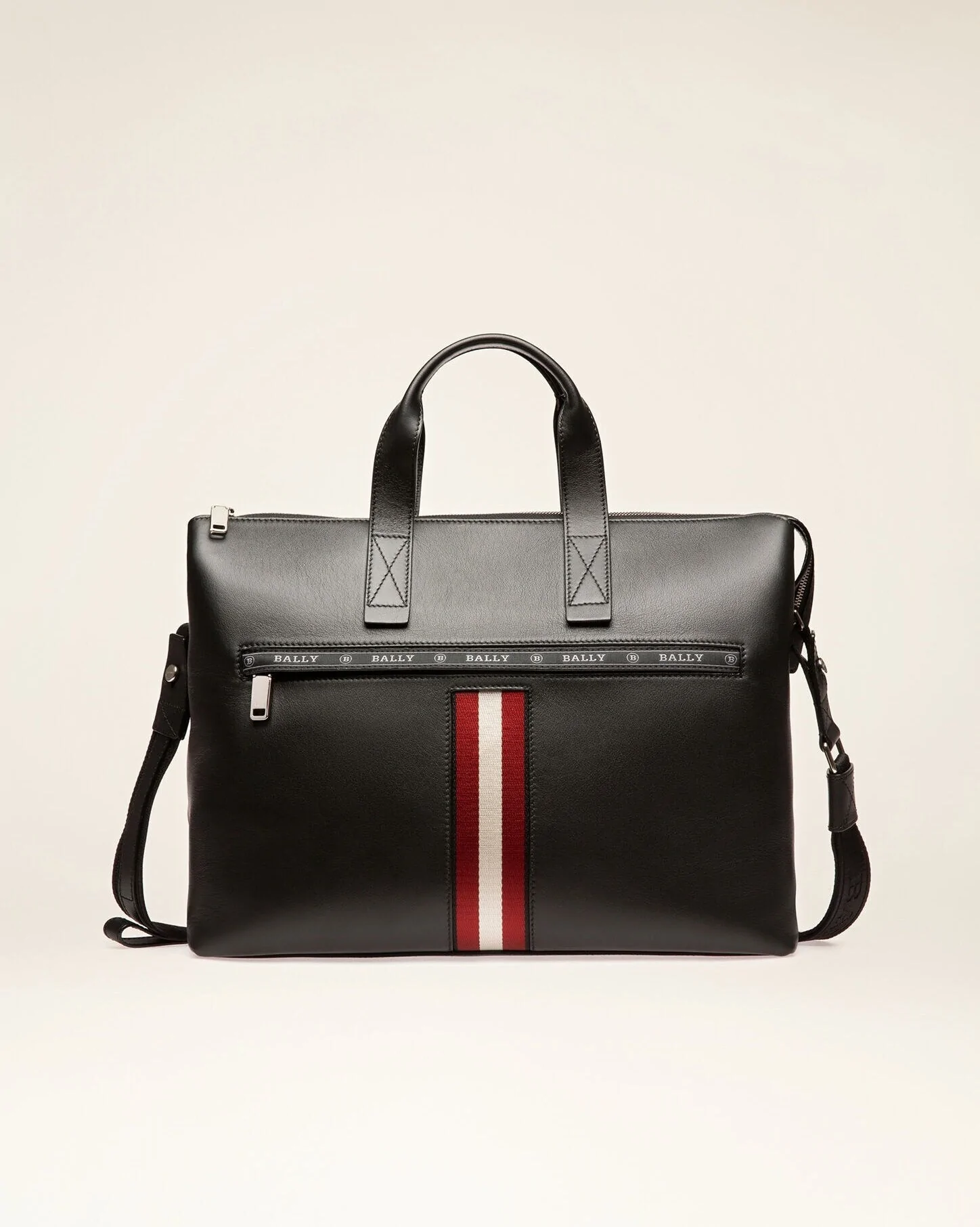 Bally Henda Leather Business Bag In Black