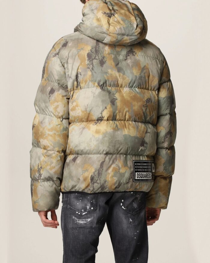 Dsquared2 Down Jacket In Camouflage Technical Fabric