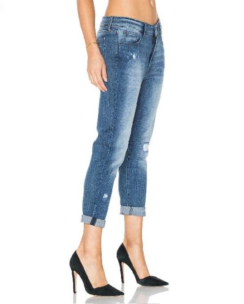 DL1961 Jessica Alba No. 6 Cropped Relaxed Jeans In Scratched