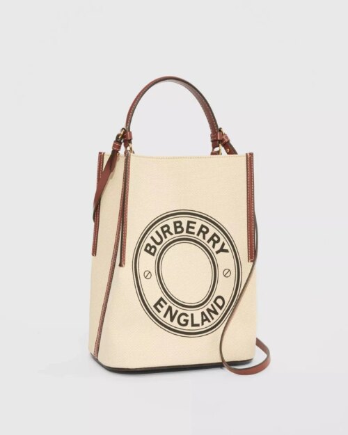 Burberry Small Logo Graphic Cotton Canvas Peggy Bucket Bag