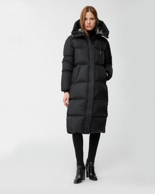 Mackage Eliane Foil Shield Maxi Down Coat With Pillow Collar In Black