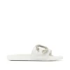 Jimmy Choo Fallon White Nappa Leather Slides With Crystal Buckle