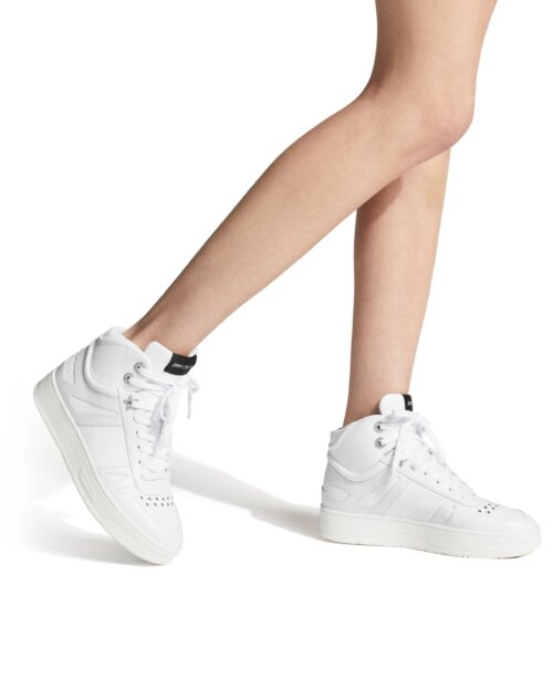 Jimmy Choo Hawaii White Calf Leather High-Top Trainers