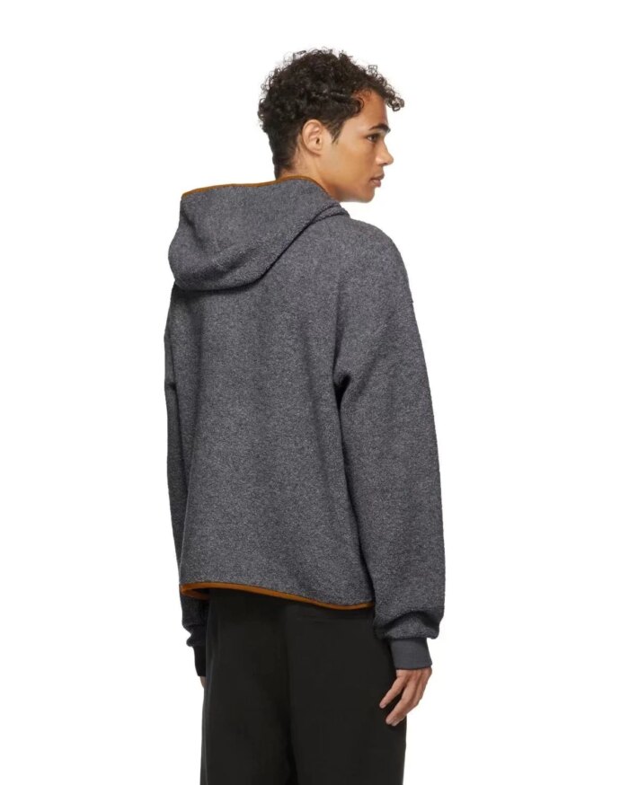 Zegna Long Sleeve Wool-Blend Boucle Hoodie