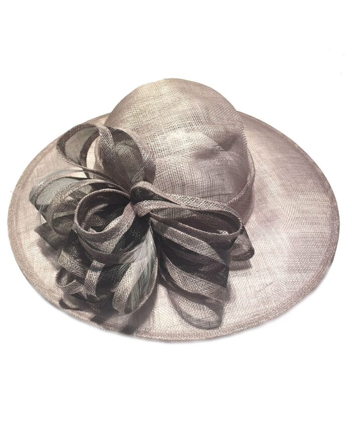 Fine Millinery by August Hat Co Bow & Feather Accented Mesh Straw Hat