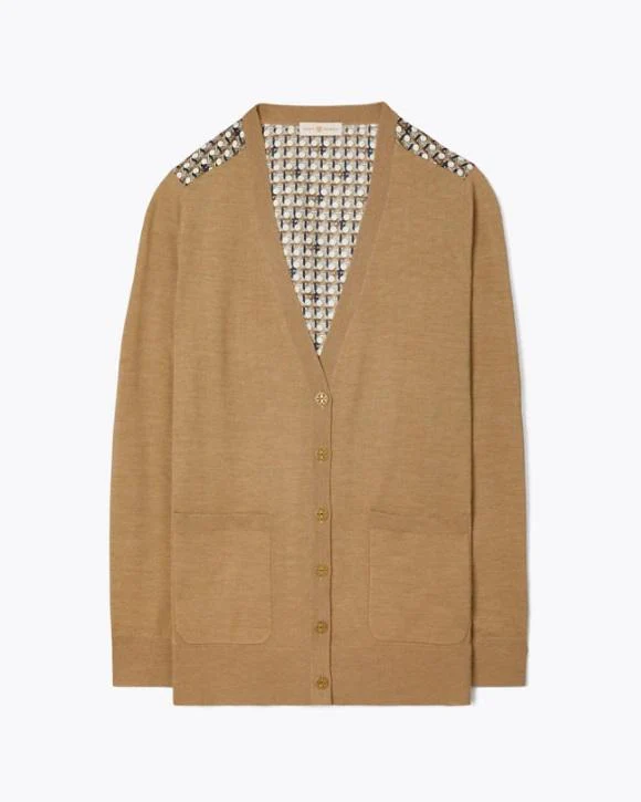 Tory Burch Silk-Back Cardigan