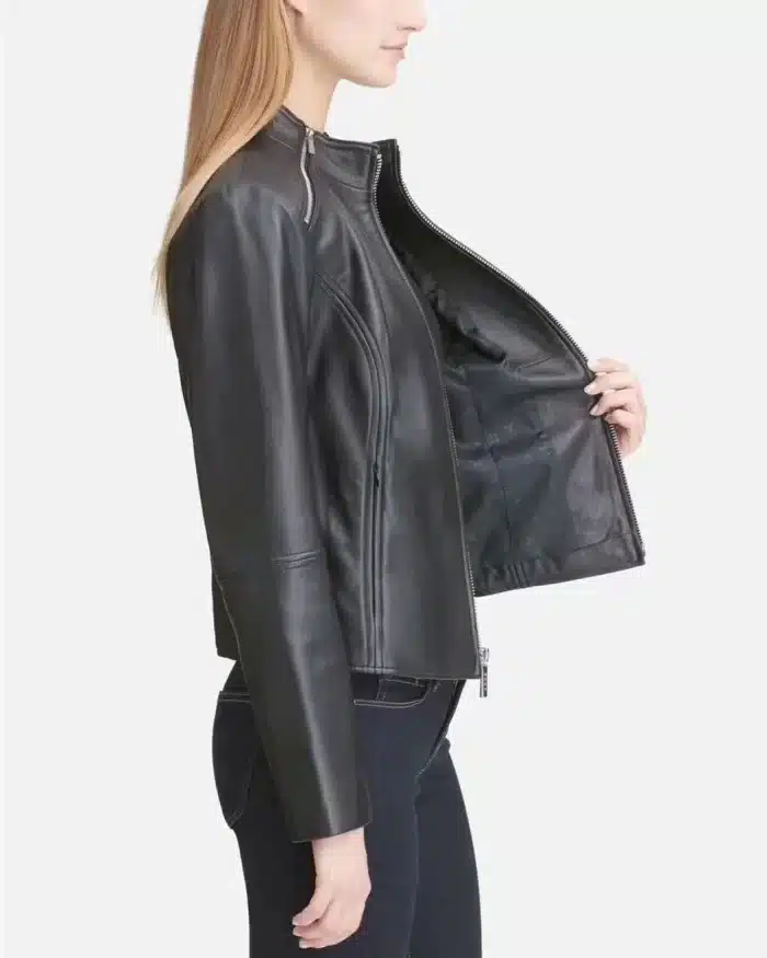 DKNY Women's Leather Moto Jacket