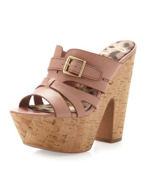 Sam Edelman Chase Cork Slip-On Wedge, Toasted Rose