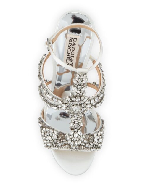 Badgley Mischka Hughes Embellished Strappy Satin Sandals