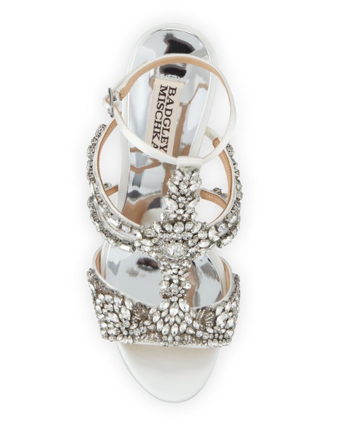 Badgley Mischka Hughes Embellished Strappy Satin Sandals