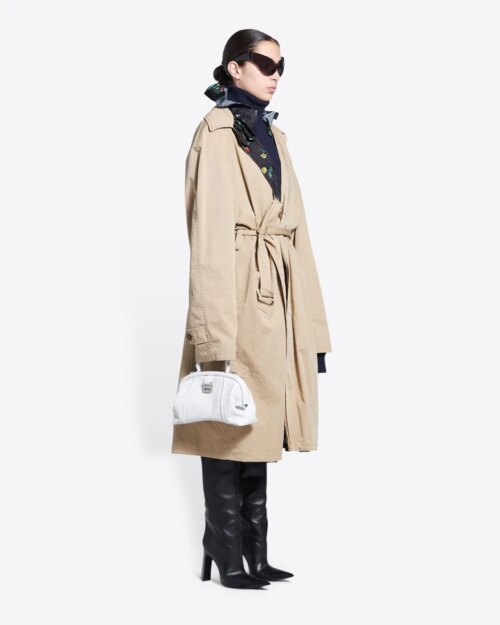 Balenciaga Small Editor Embossed Leather Bag In White
