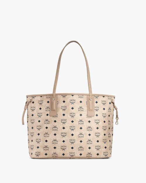 MCM Reversible Liz Medium Shopper in Visetos In Beige
