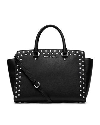 MICHAEL Michael Kors Large Selma Jewel-Trim Satchel-MICHAEL MICHAEL KORS-Fashionbarn shop