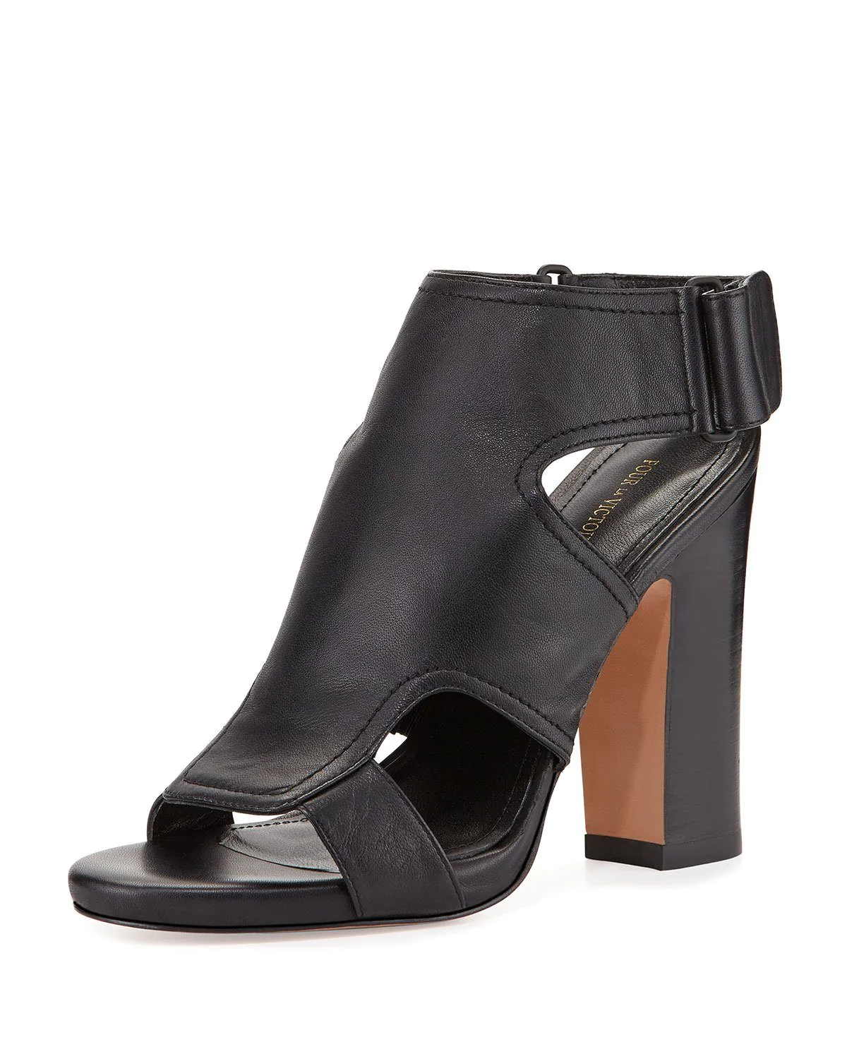 Pour la Victoire Echo Cutout Leather Sandal, Black