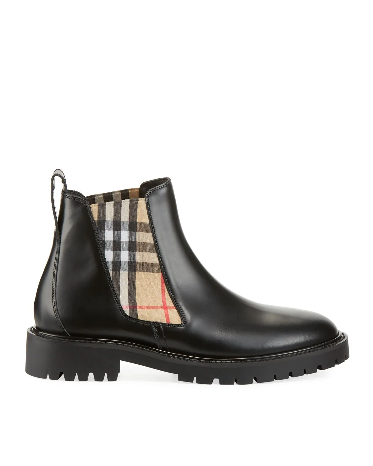 Prada Allostock Leather/Check Gored Booties