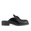 Prada Black Leather Logo Loafer Mules