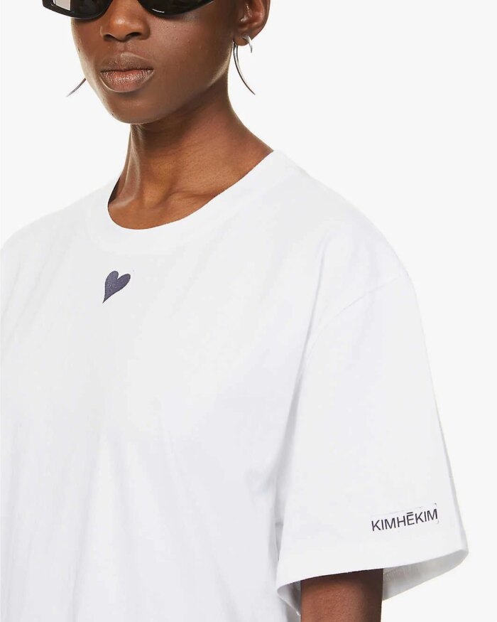 Kimhekim Heart-Detail Oversized Cotton-Jersey T-Shirt