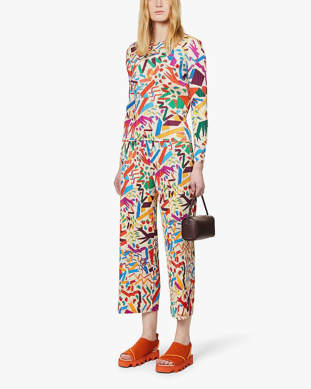 Pleats Please Issey Miyake Confetti Graphic-Print Woven Top