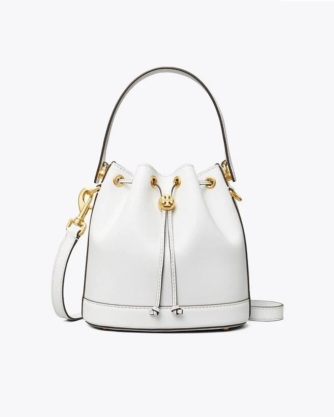 Tory Burch T Monogram Leather Bucket Bag, Black