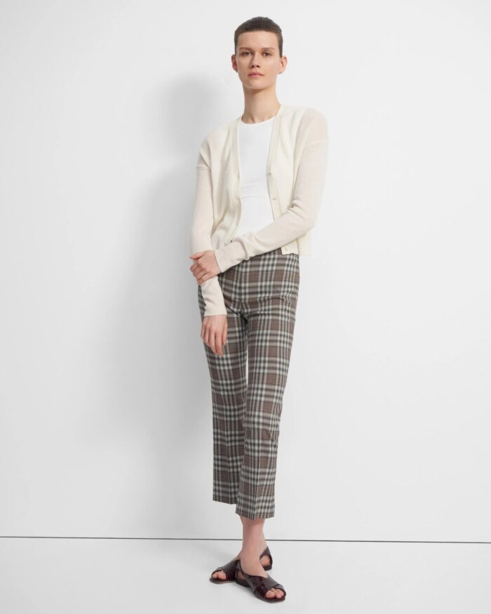 Theory Cropped Cardigan In Feather Cashmere