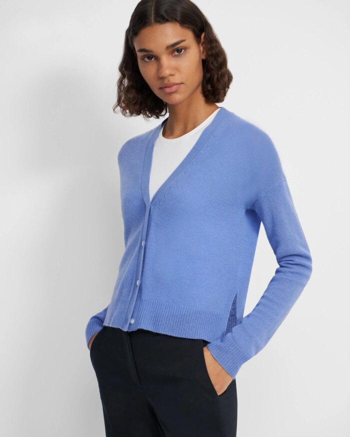 Theory Cropped Cardigan In Feather Cashmere