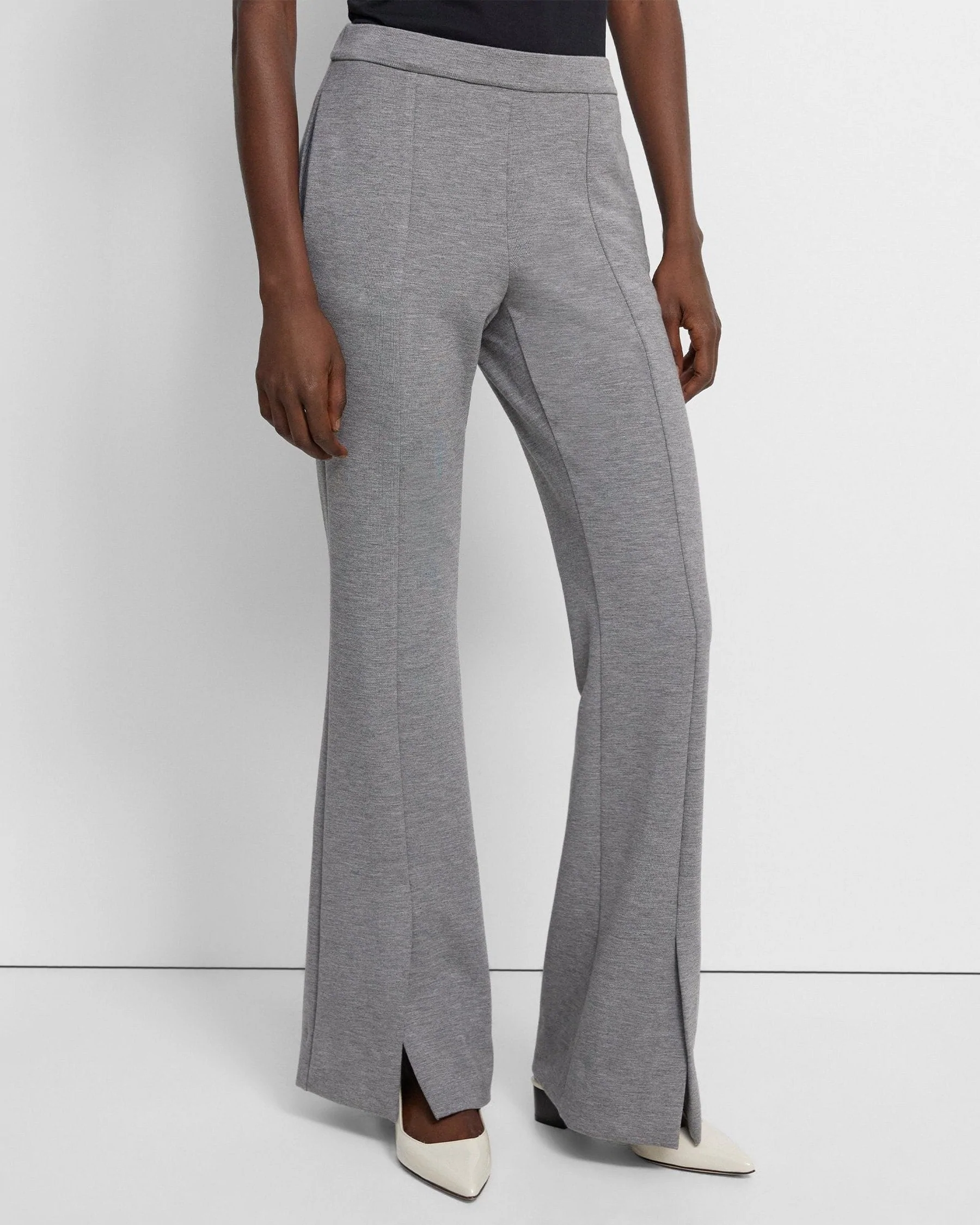 Theory Slit Demitria Pant in Double-Knit Jersey