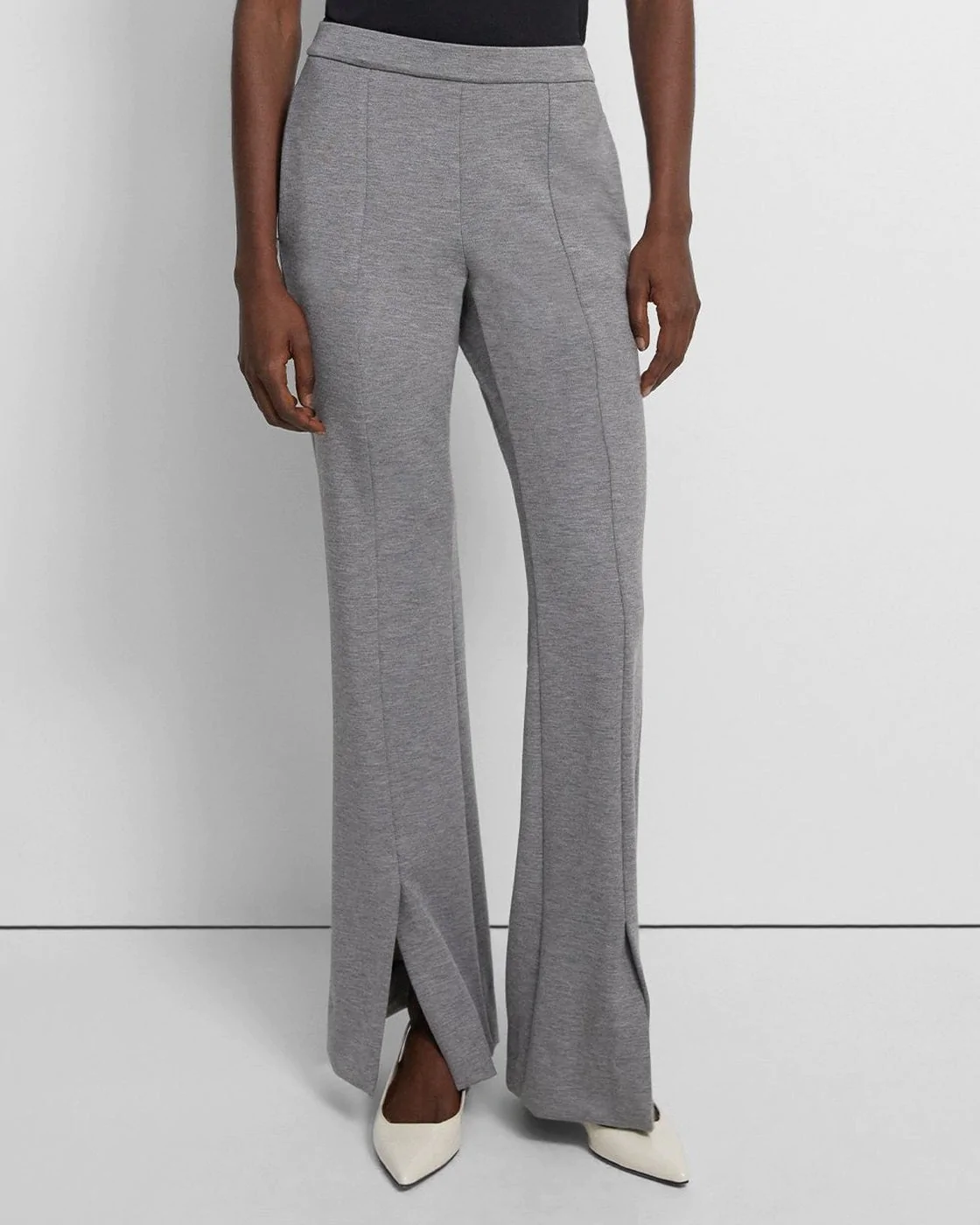 Theory Slit Demitria Pant in Double-Knit Jersey