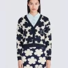 Kenzo Jacquard Daisy V-Neck Cardigan