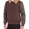 RAINFOREST Waxed Nylon Jacket with Faux Shearling Collar