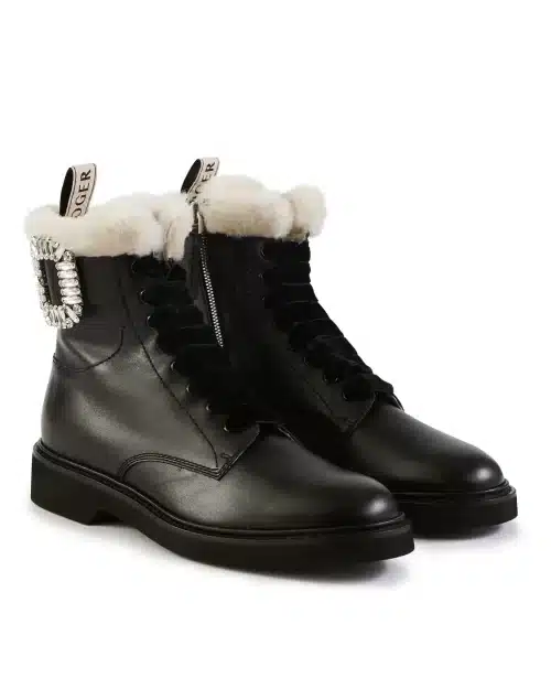 Roger Vivier Viv' Rangers Fur Ankle Boots