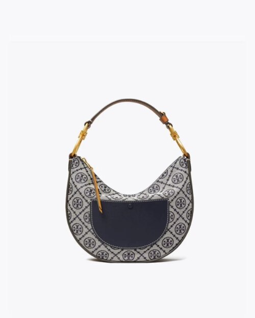 Tory Burch T Monogram Jacquard Mini Crescent Crossbody Bag