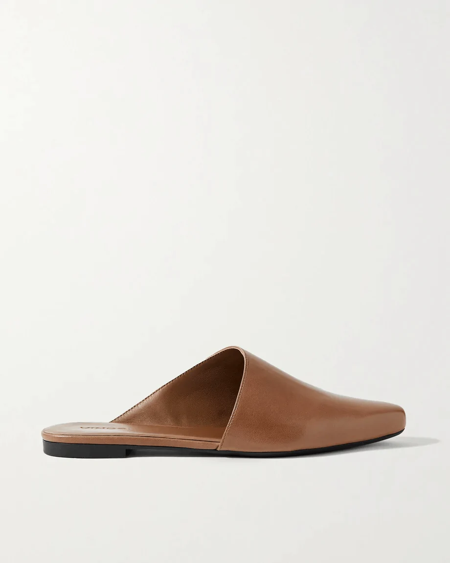 Vince Danna Leather Asymmetrical Flat Mule, Brown