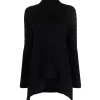 Alexander Mcqueen Black Draped Wool-Cashmere Roll-Neck Sweater