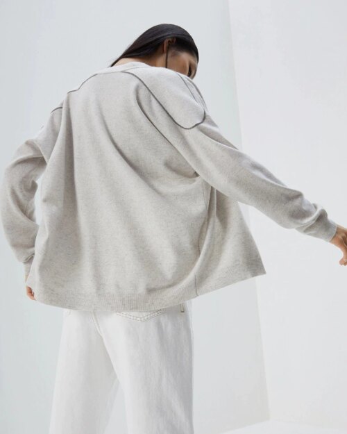 Brunello Cucinelli Cashmere Cardigan With Shiny Shoulder Embroidery