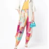 Pleats Please Issey Miyake Geometric-Print Pleated Trousers