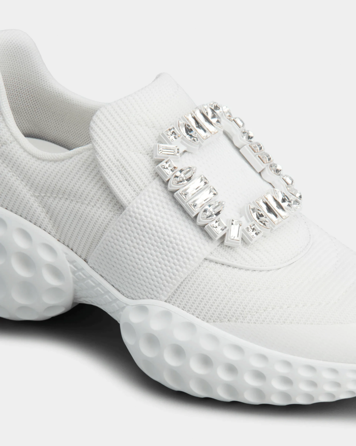 Roger Vivier Viv' Run Light Strass Buckle Sneakers in Fabrics