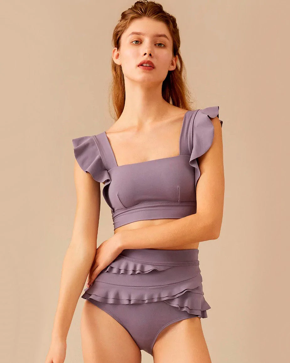 Visual Mood Serena Ruffled Bikini Set - Lavender