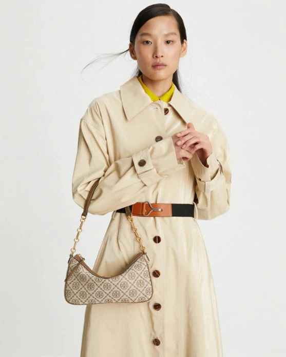 Tory Burch T Monogram Jacquard Studio Bag In Hazel