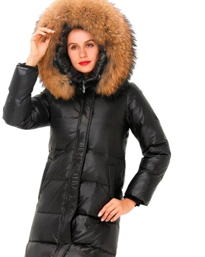 Simplee Hooded Faux Fur Trim Puffer Coat