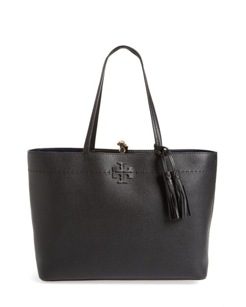 Tory Burch McGraw Leather Tote, Black
