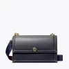 Tory Burch T Monogram Leather Shoulder Bag In Midnight