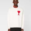 Ami Men's De Coeur Oversize Crewneck Sweater, White