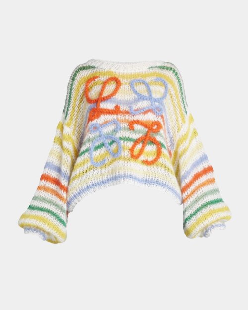Loewe Anagram-Embroidered Stripe Mohair Sweater