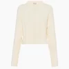 Miu Miu Crew-Neck White Cashmere Sweater