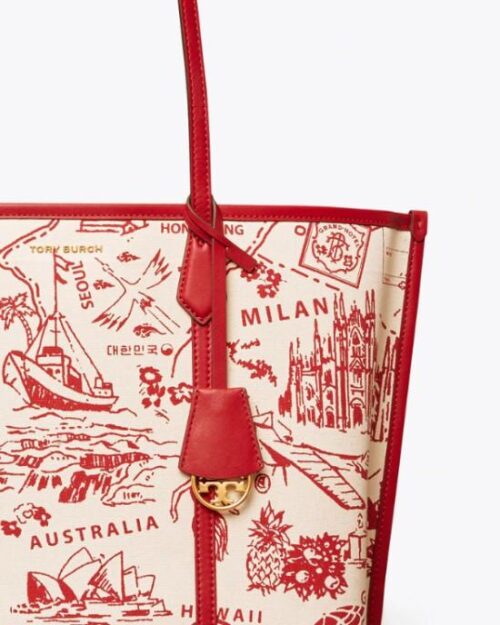 Tory Burch Perry Printed Canvas Triple-Compartment Tote