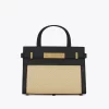 Saint Laurent Nano Manhattan Raffia & Leather Crossbody Bag