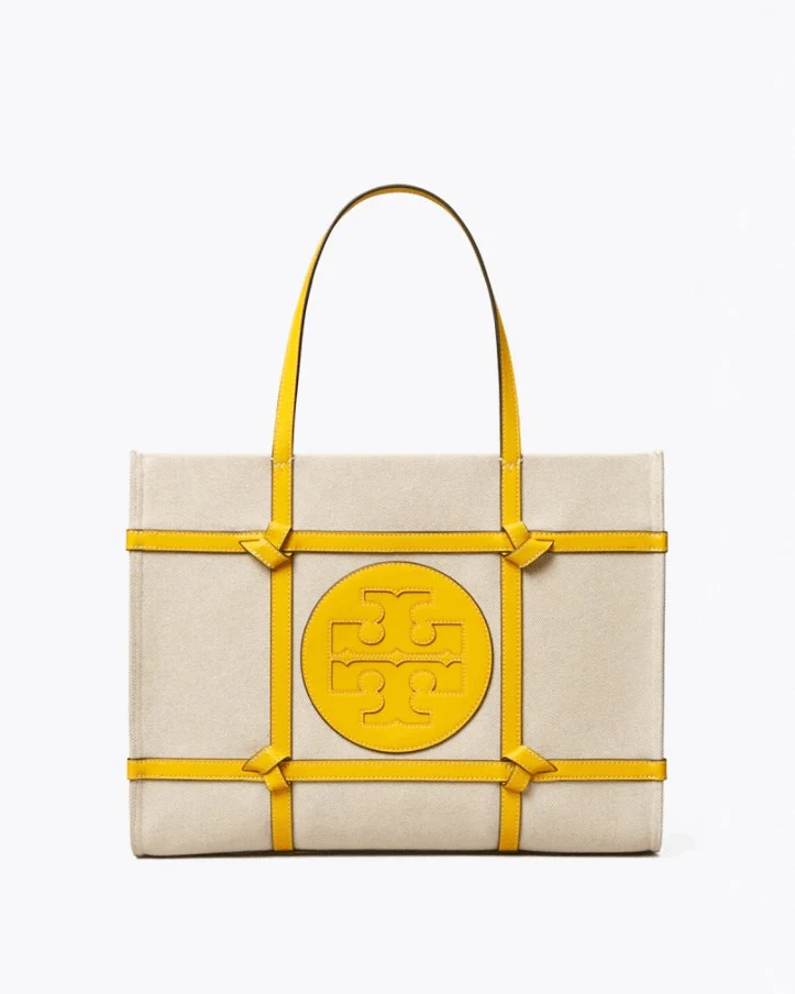 Tory Burch Ella Canvas Quadrant Knot Mini Tote Bag