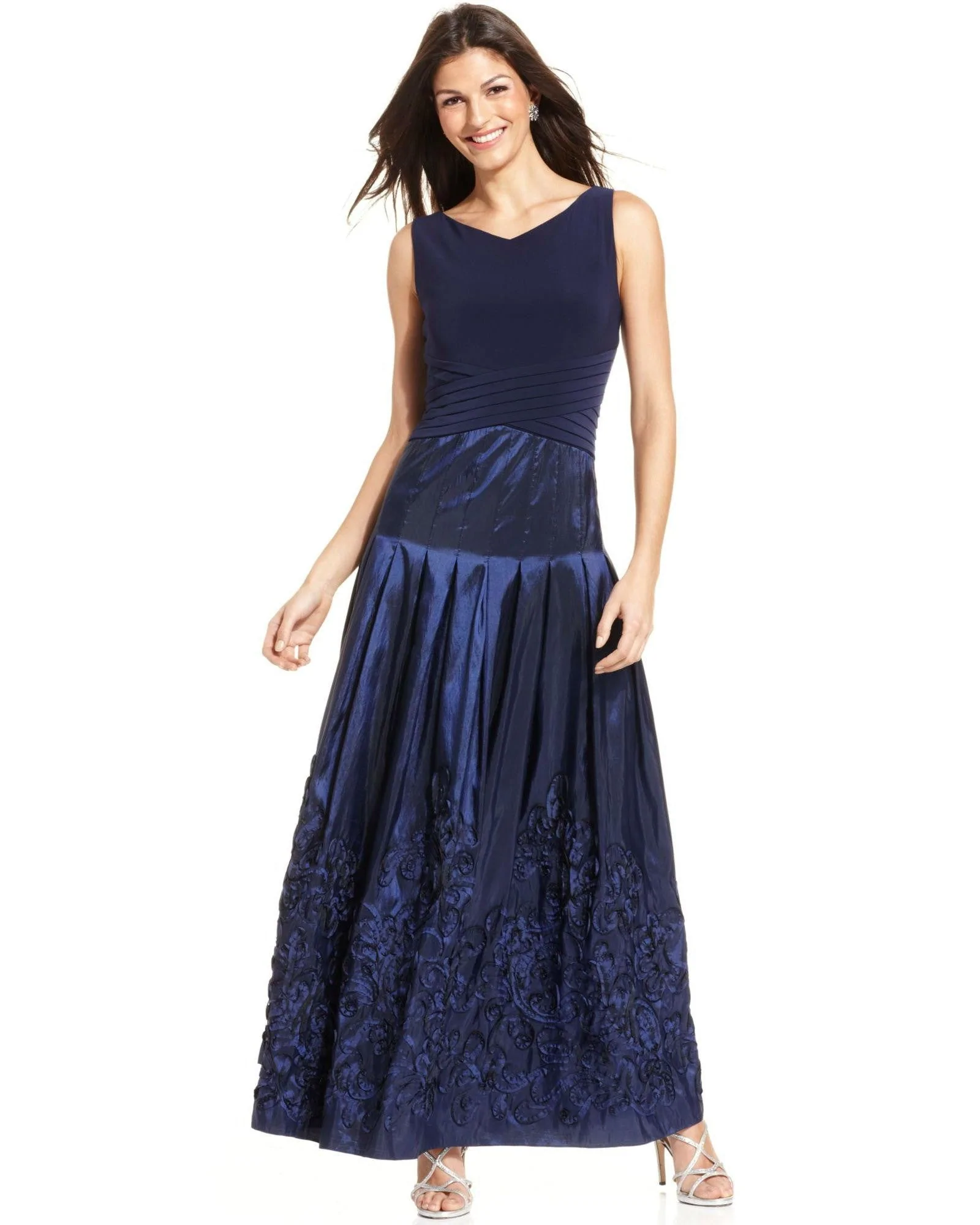 Patra Sleeveless Pleated Soutache Gown-PATRA-Fashionbarn shop