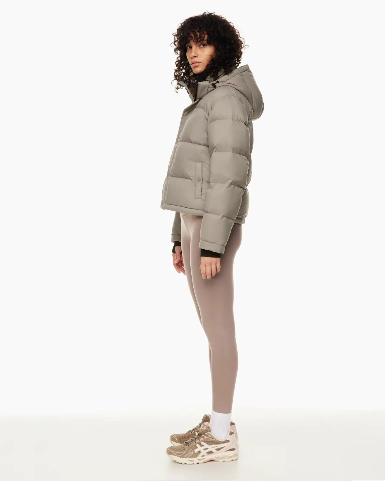 Aritzia The Super Puff™ Taupe Shorty Cropped Goose-Down Puffer Jacket