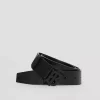 Burberry Men's Monogram Motif Embossed Check Leather Belt